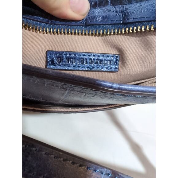 G.I.L.I. Blue Python Snake Croc Embossed Leather Tassel Shoulder Crossbody Bag - Picture 7 of 11